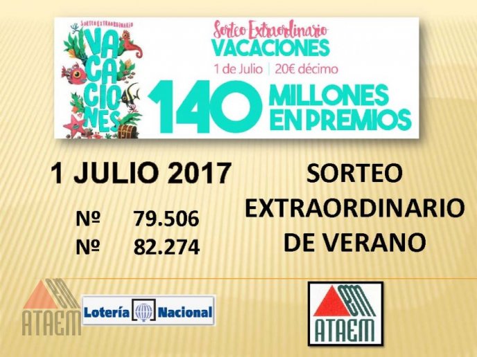 SORTEO EXTRAORDINARIO DE VACACIONES 1 DE JULIO 2017